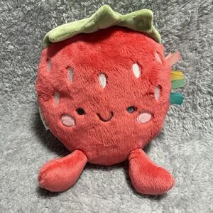 Itzy Ritzy Strawberry Plush 10" Red Soft Stuffed Toy Baby Sensory Tags